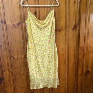 BCBGeneration Cream Lemon and Floral Midi Dress - Size 12